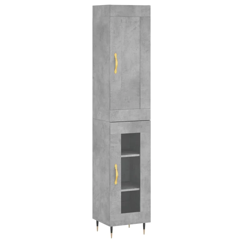 Buffet bahut commode armoire meuble de rangement organisateur cuisine salle de séjour salon haut 34,5 x 34 x 180 cm bois d'ingénierie gris 02_0034328