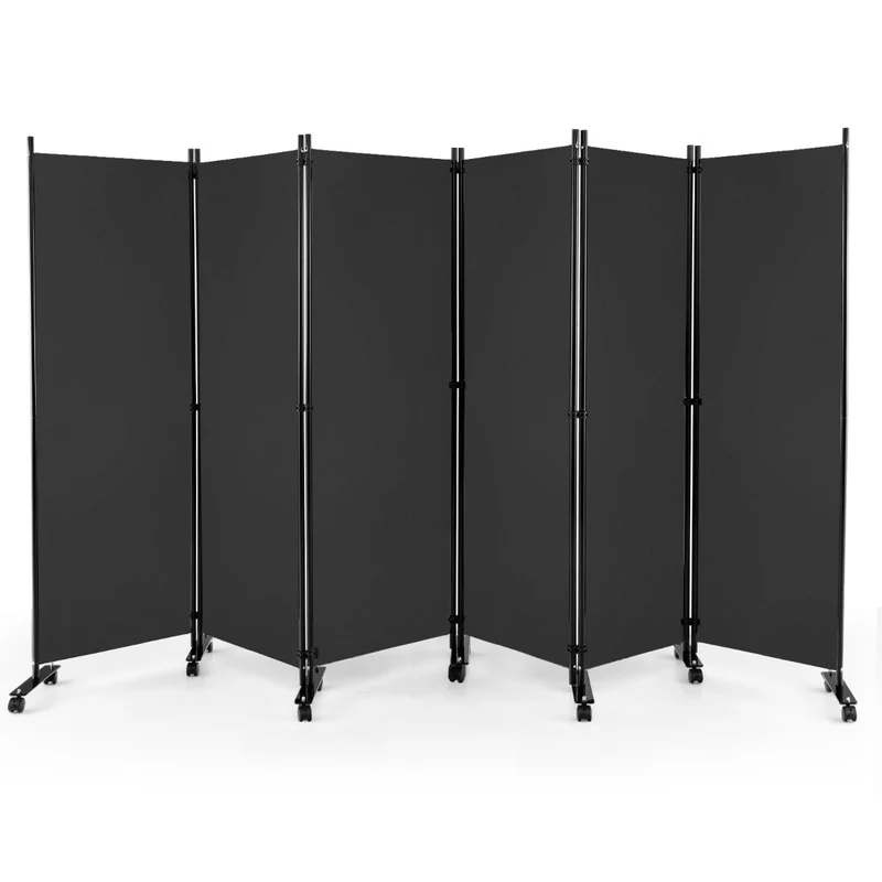 Paravent à roulettes pliable 334,5 x 172 cm offre espace d'intimité et mobilité flexible style moderne en métal gris 20_0013047