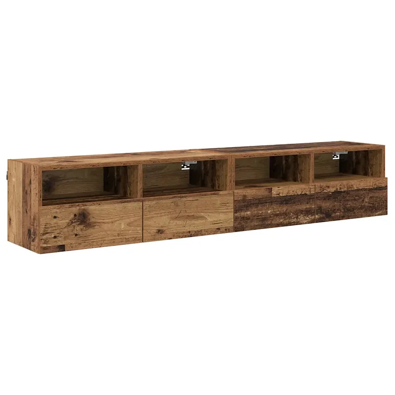 Lot de 2 meubles TV muraux minimalistes rangement pratique 80 x 30 x 30 cm en bois d'ingénierie ancien 02_0052791