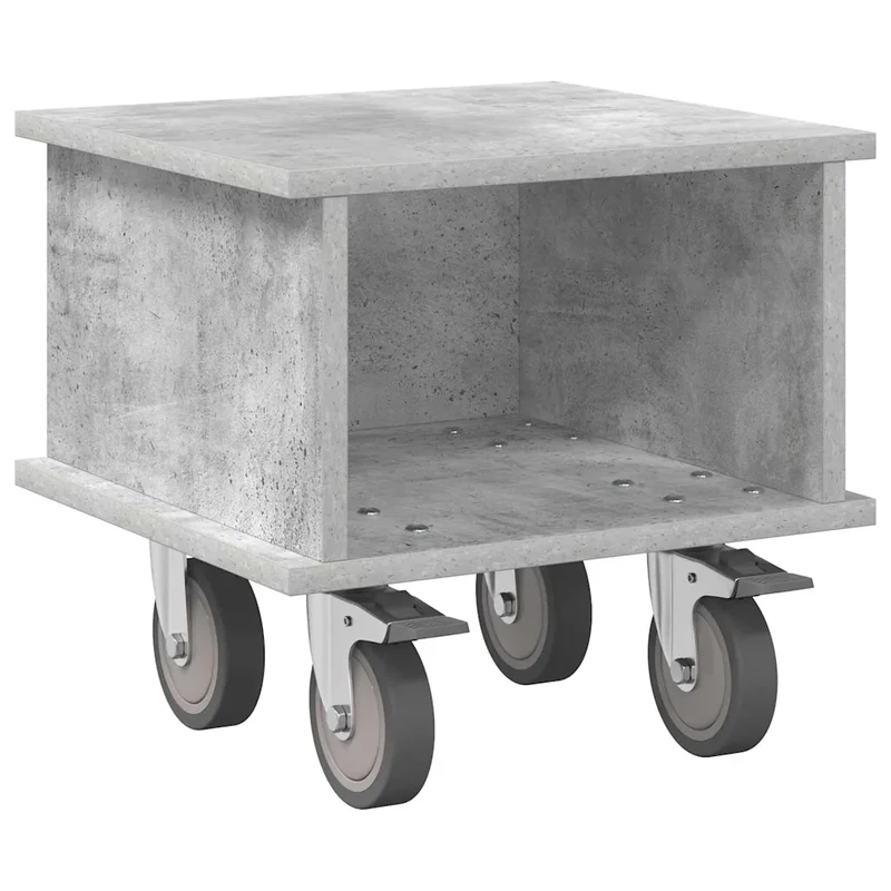 Meuble TV rectangulaire moderne rangement câbles 37 x 35 x 35 cm en bois d'ingénierie gris béton 02_0054750