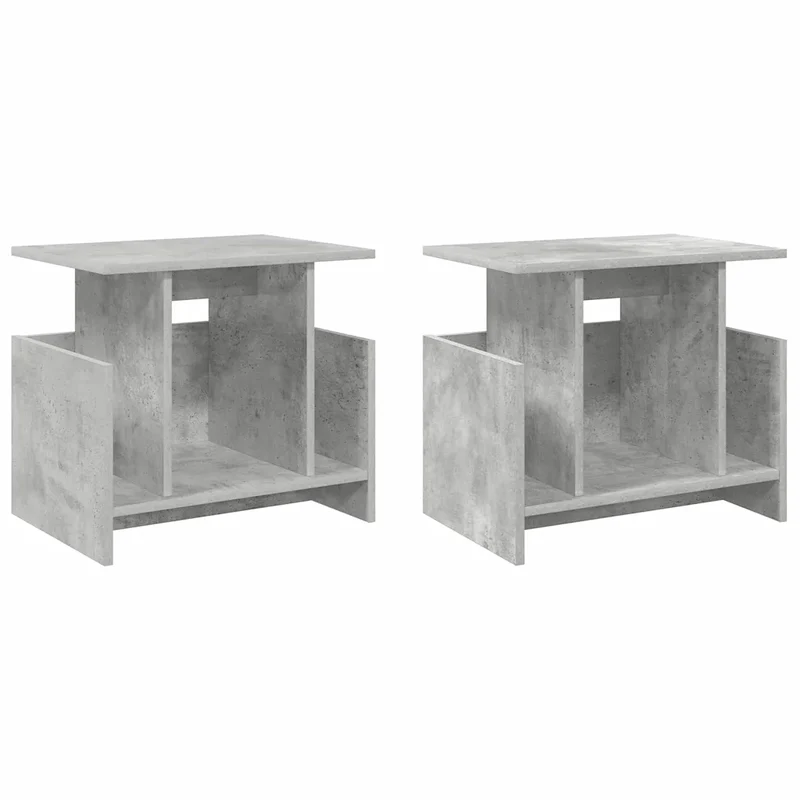 Lot de 2 meubles TV rectangulaires modernes avec rangement 50 x 35 x 45 cm en bois d'ingénierie gris béton 02_0054722