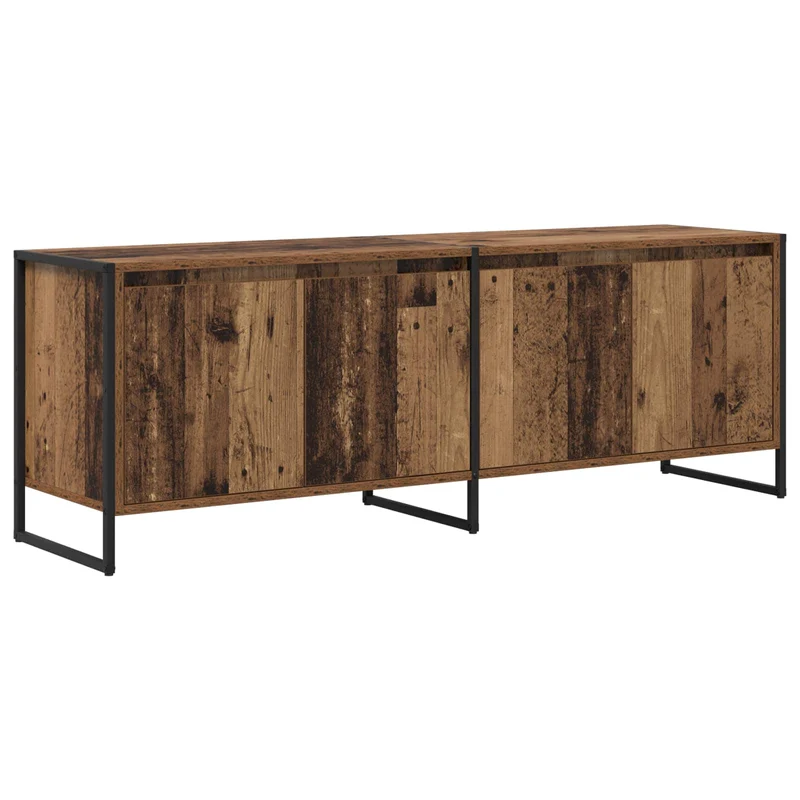 Meuble TV rectangulaire moderne style industriel 140 x 36 x 49 cm espace de rangement élégant en bois ancien 02_0054545