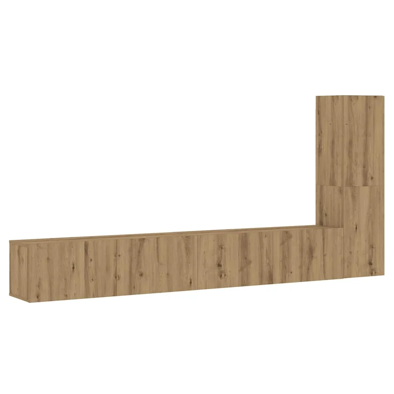 Lot de 3 meubles TV muraux modernes 100 x 30 x 30 cm espace de rangement pratique en bois d'ingénierie chêne artisanal 02_0055876