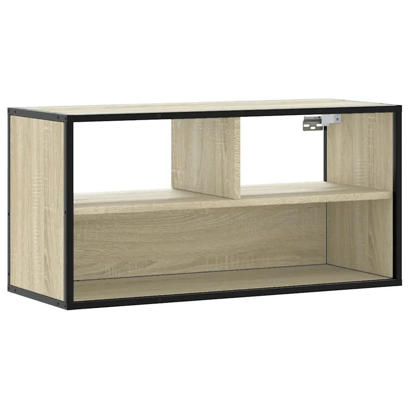 Meuble TV mural industriel design en bois d'ingénierie 80 x 31 x 39,5 cm en chêne sonoma 02_0049631
