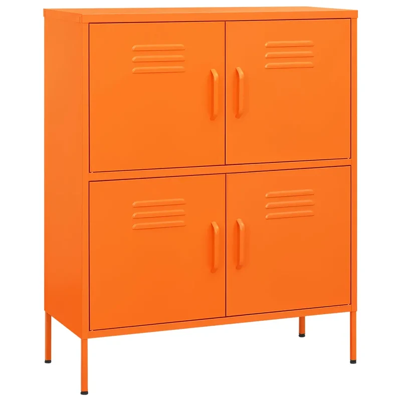 Armoire de rangement 80 x 35 x 101 cm avec 2 étagères réglables design moderne en acier orange 02_0046829