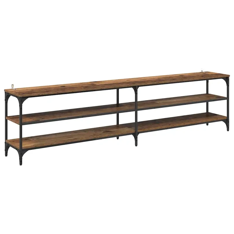 Meuble TV rustique polyvalent design épuré 200 x 30 x 50 cm en bois ancien 02_0052716