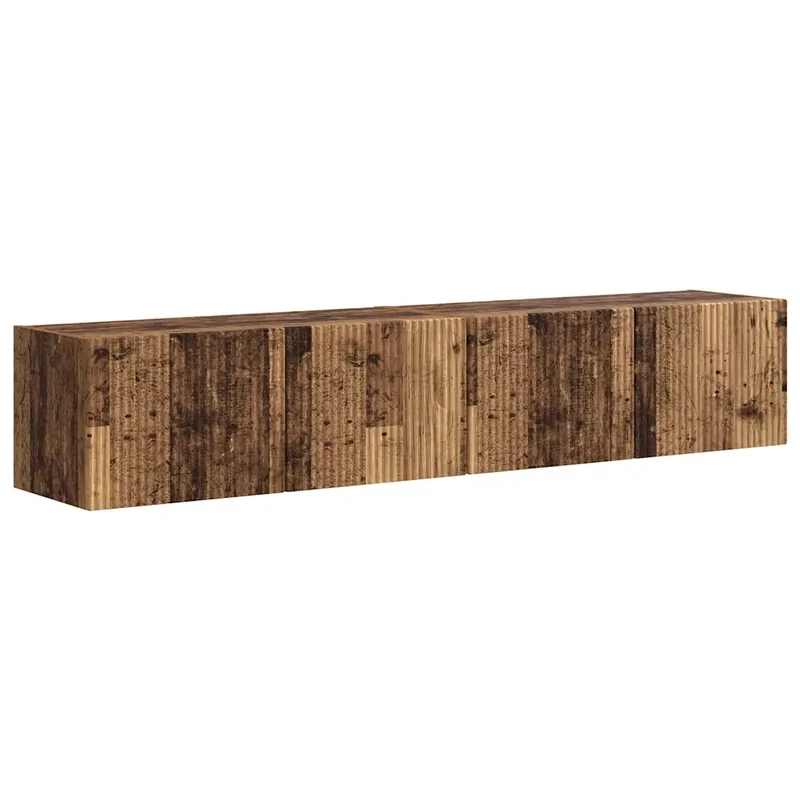 Lot de 2 meubles TV muraux modernes avec étagères et portes pivotantes 78,5 x 31 x 29,5 cm en bois d'ingénierie bois ancien 02_0054914