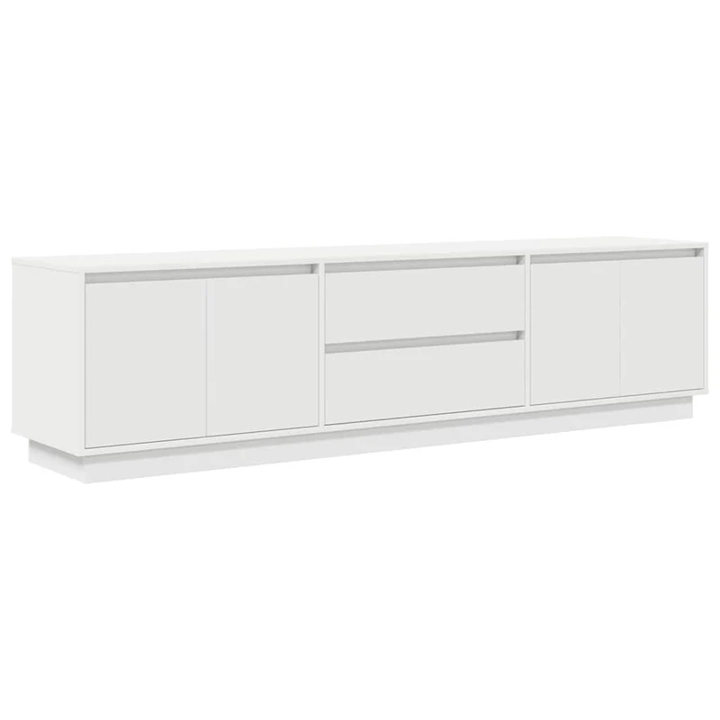 Meuble TV avec lumières LED 193,5 x 41 x 50 cm espace de rangement pratique design moderne en bois d'ingénierie blanc 02_0055838