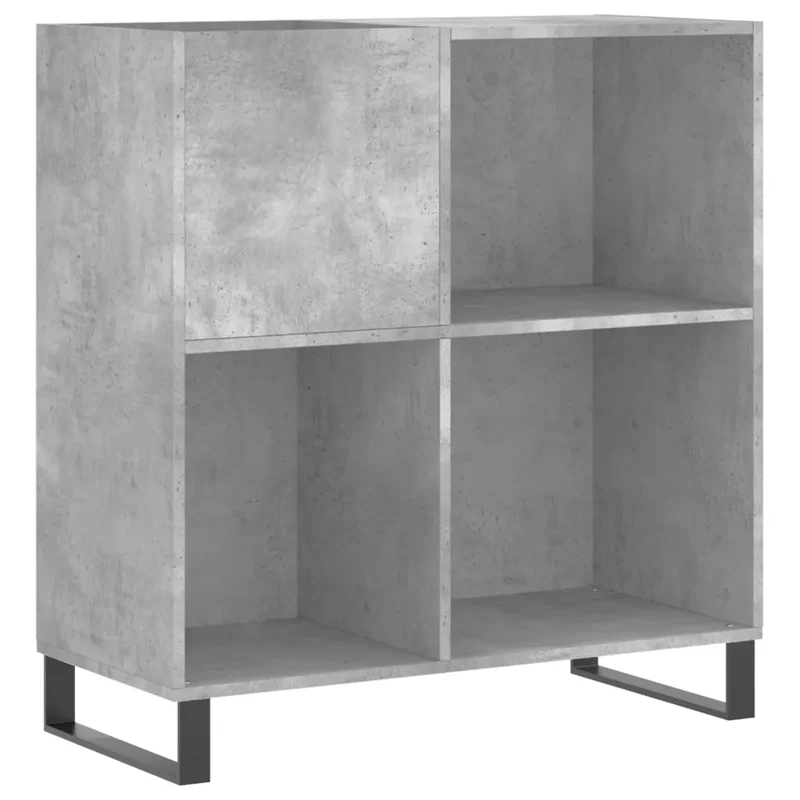 Armoire à disques pratique avec espace de rangement 84,5 x 38 x 89 cm en bois d'ingénierie gris béton 02_0049178