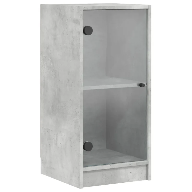 Armoire latérale with portes vitrées espace de rangement 35 x 37 x 75 cm en bois gris béton 02_0049319