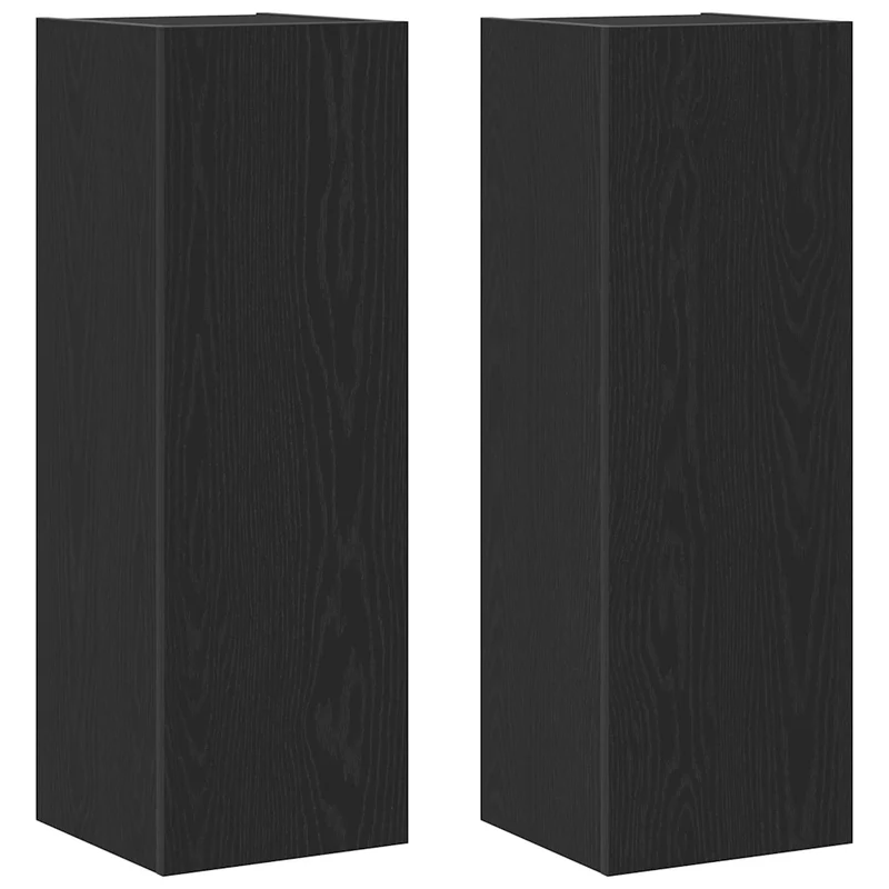Meuble TV mural contemporain gain de place avec étagères 30,5 x 30 x 90 cm en bois d'ingénierie noir 02_0051892
