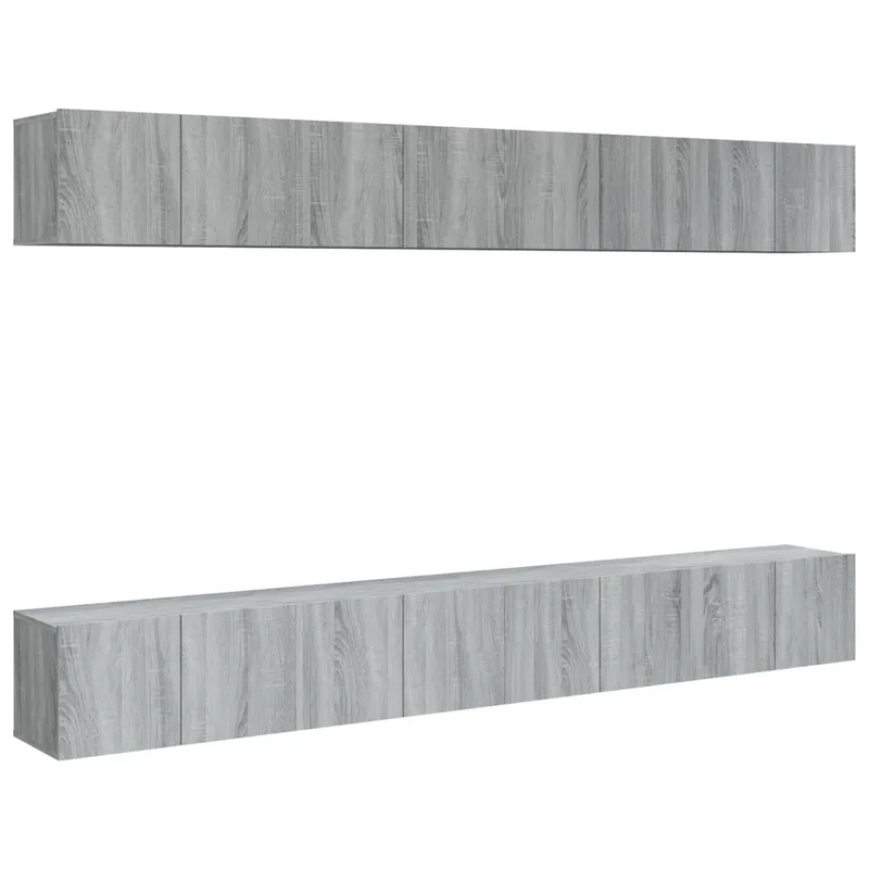 Lot de 8 meubles TV muraux pratiques et tendance 60 x 30 x 30 cm en bois d'ingénierie gris 02_0055240