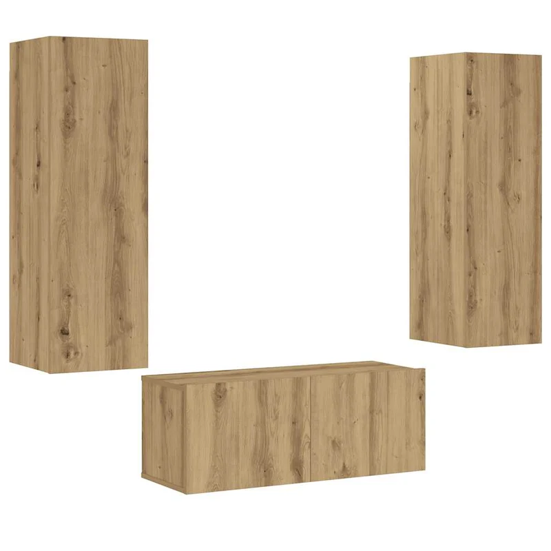 Lot de 3 meubles TV muraux modernes design élégants 80 x 30 x 30 cm en bois d'ingénierie chêne artisanal 02_0055865