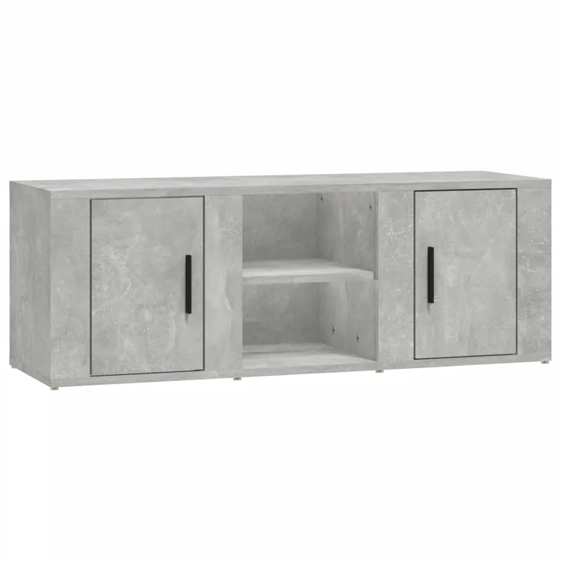 Meuble TV moderne rangement spacieux 100 x 31 x 35 cm en bois d'ingénierie gris béton 02_0048395