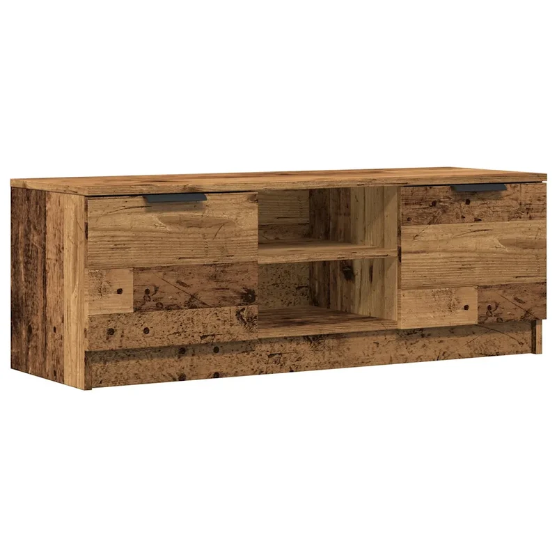 Meuble TV vieux bois moderne espace de rangement 102 x 35 x 36 cm en bois d'ingénierie vieux bois 02_0050952
