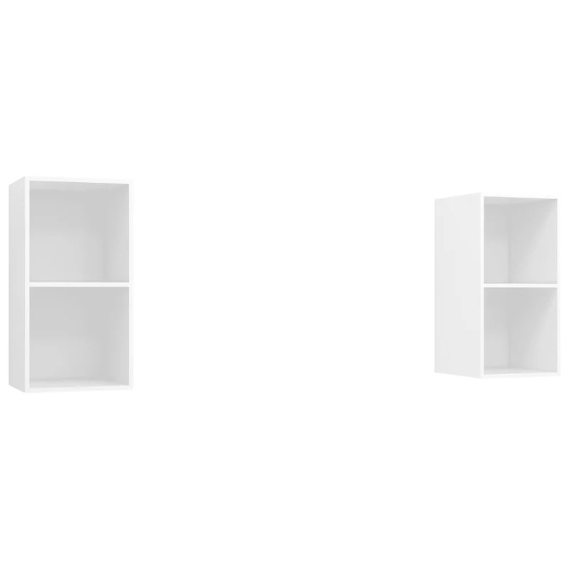 Lot de 2 meubles TV muraux pratique rangement 37 x 37 x 72 cm en bois d'ingénierie blanc 02_0055112