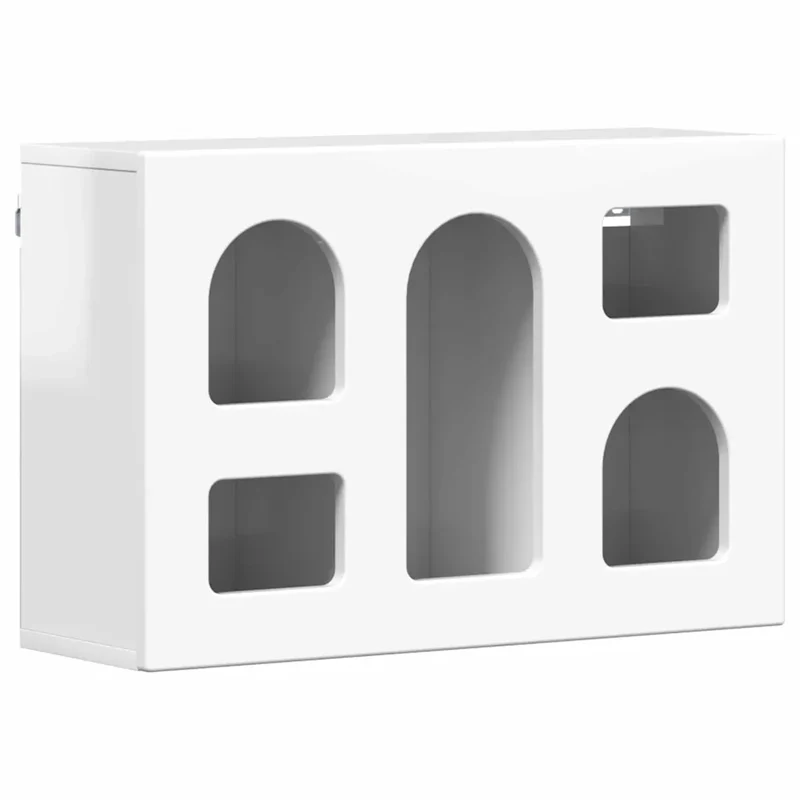 Armoire suspendue moderne rectangulaire avec étagères 60 x 20 x 40 cm en bois d'ingénierie blanc brillant 02_0054804