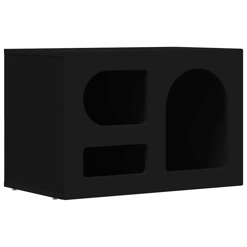 Meuble TV moderne avec rangement 60 x 35 x 40 cm fonctionnel élégant en bois d'ingénierie noir 02_0054774