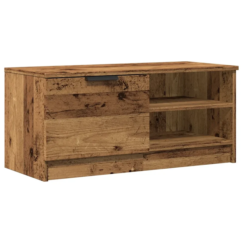 Meuble TV en bois d'ingénierie vieux bois 80 x 35 x 36 cm avec espace de rangement pratique style contemporain 02_0050948