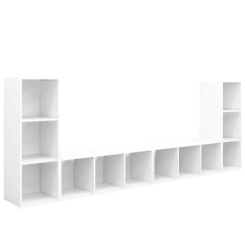 Lot de 4 meubles TV classiques tendance 107 x 35 x 37 cm en bois d'ingénierie blanc 02_0055131