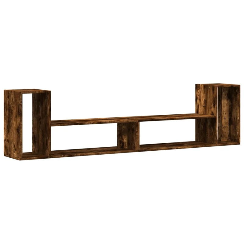 Meubles TV multimédia étagère télévision buffet téléviseur salle à manger salon chambre 2 pièces chêne fumé 100 x 30 x 50 cm bois d'ingénierie brun 02_0028605
