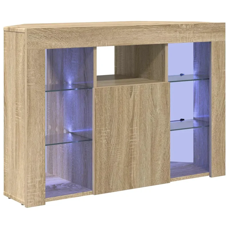 Meuble TV LED d'angle moderne montage mural 100 x 40 x 68 cm avec rangement efficace en bois d'ingénierie chêne sonoma 02_0054691