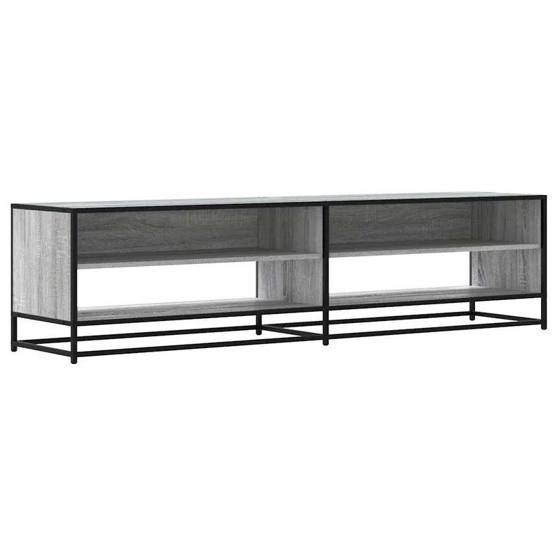 Meuble TV industriel pratique avec grand espace de rangement 180,5 x 40 x 46 cm en bois d'ingénierie gris 02_0055620