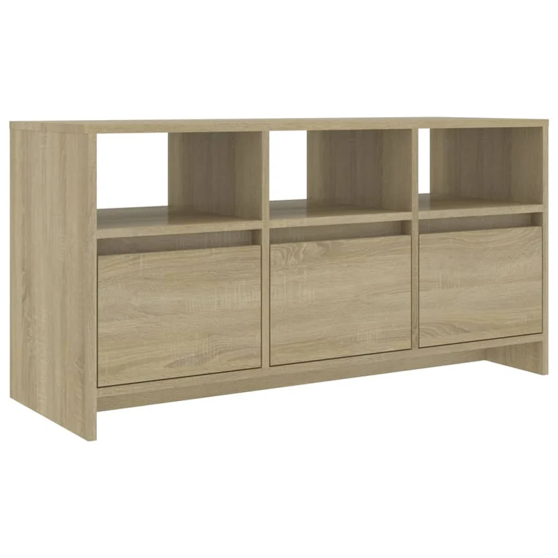 Meuble TV multimédia étagère télévision buffet téléviseur salle à manger salon chambre chêne sonoma 102 x 37,5 x 52,5 cm bois d'ingénierie beige 02_0027450