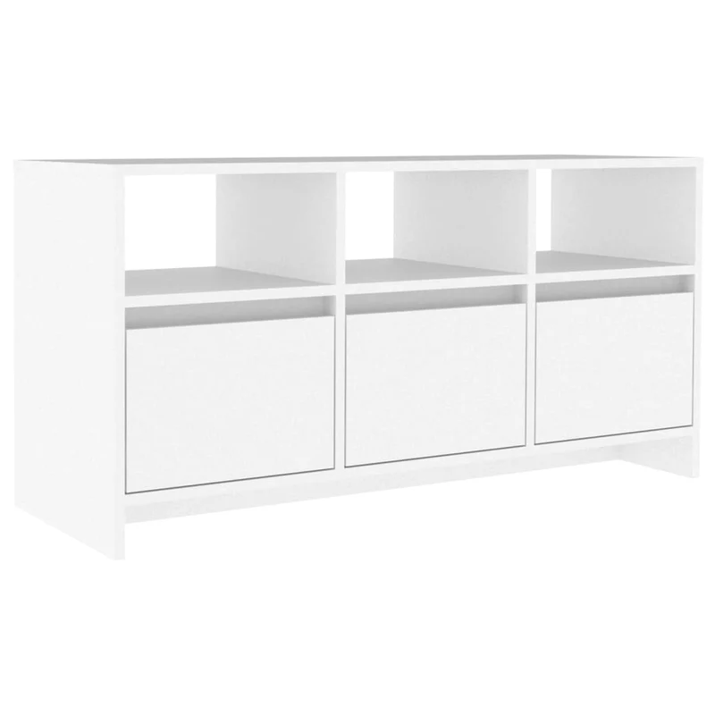 Meuble TV multimédia étagère télévision buffet téléviseur salle à manger salon chambre 102 x 37,5 x 52,5 cm bois d'ingénierie blanc 02_0025609