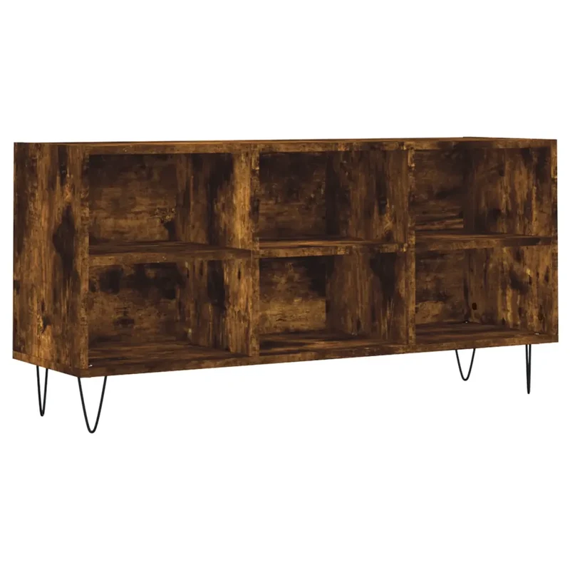 Meuble TV avec grand espace de rangement moderne 103,5 x 30 x 50 cm en bois d'ingénierie chêne fumé 02_0048551