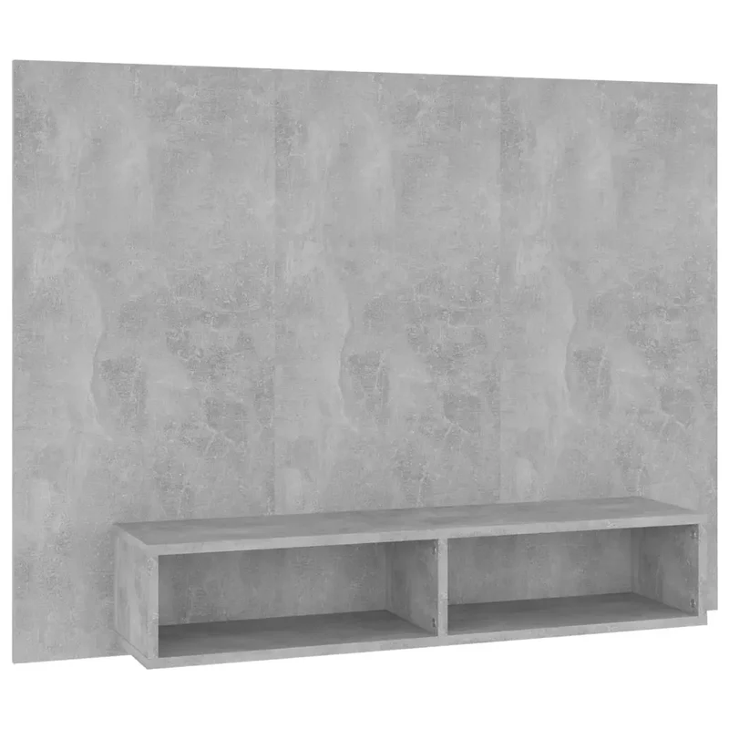Meuble TV mural moderne 120 x 23,5 x 90 cm espace de rangement élégant en bois d'ingénierie gris béton 02_0047909