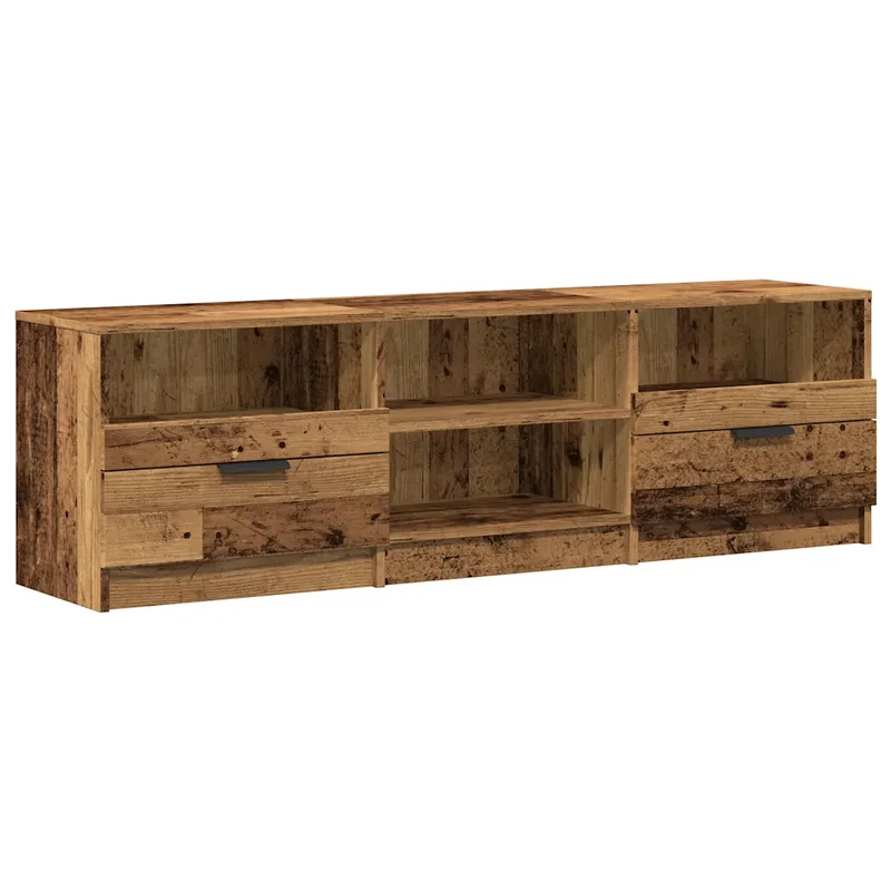 Meuble TV en vieux bois 150 x 33 x 45 cm grand espace de rangement design contemporain 02_0050946