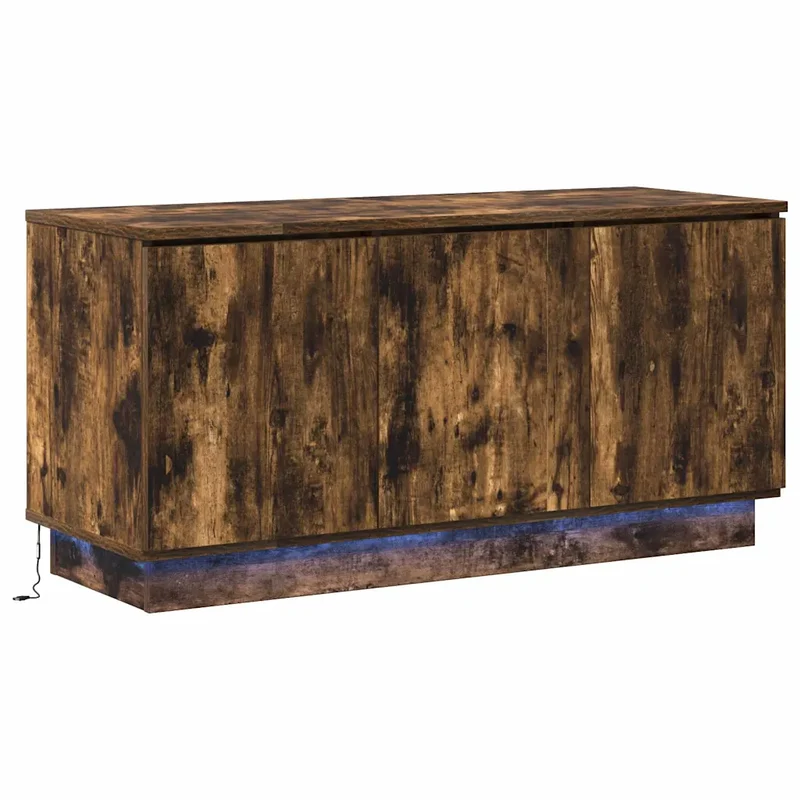 Meuble TV rectangulaire moderne rangement pratique 100 x 38 x 49 cm en bois d'ingénierie chêne fumé 02_0052204
