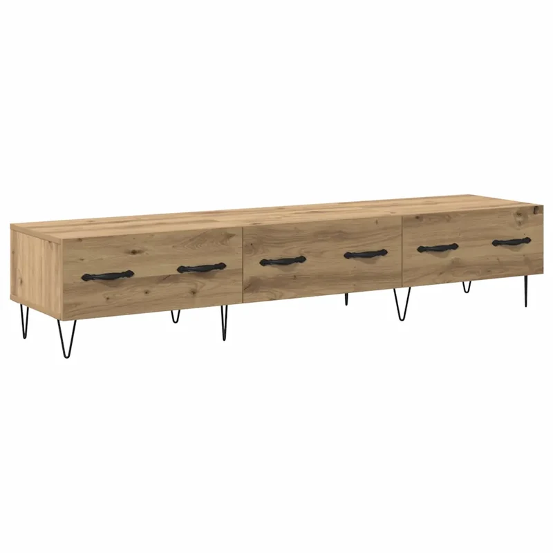 Meuble TV minimaliste moderne avec tiroirs 150 x 36 x 30 cm en bois d'ingénierie chêne artisanal 02_0052773