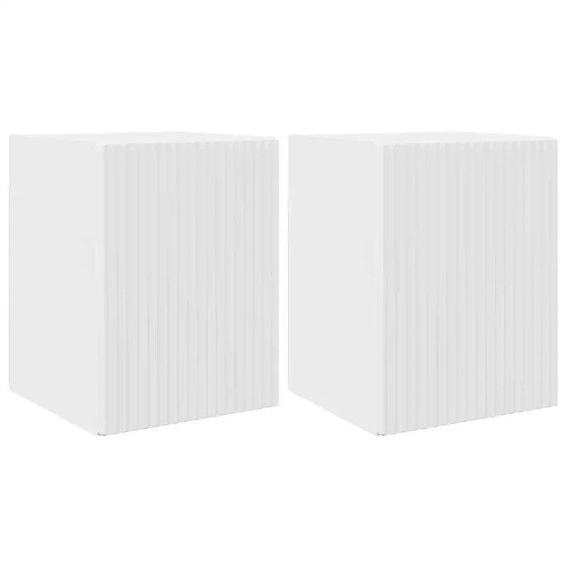 Meuble TV mural moderne 30 x 31 x 40 cm gain de place esthétique en bois d'ingénierie blanc brillant 02_0054943
