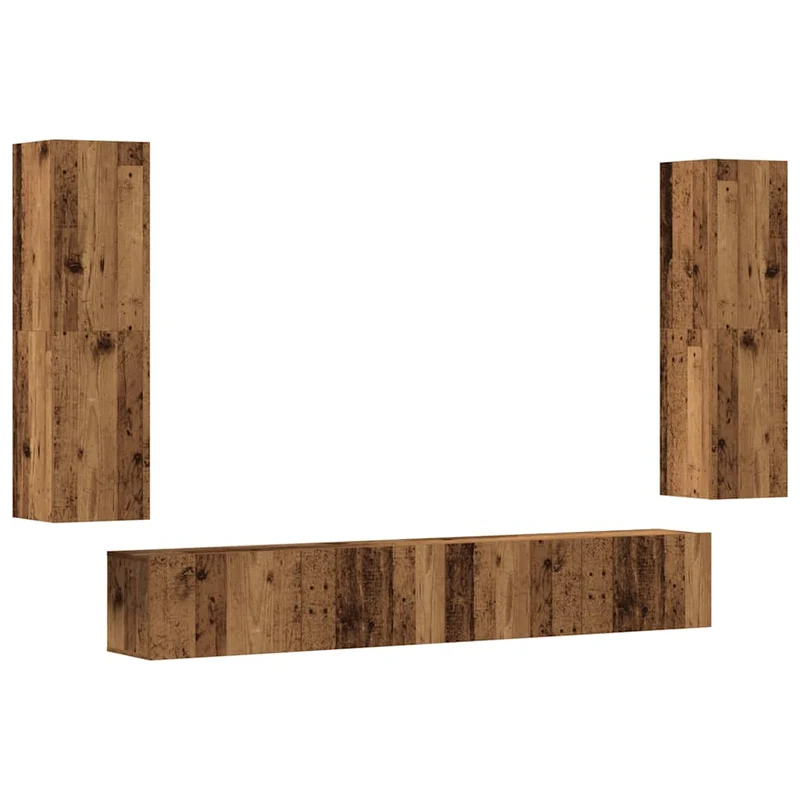 Lot de 4 meubles TV muraux modernes design épuré rangement pratique 100 x 30 x 30 cm en bois d'ingénierie vieux bois 02_0055872