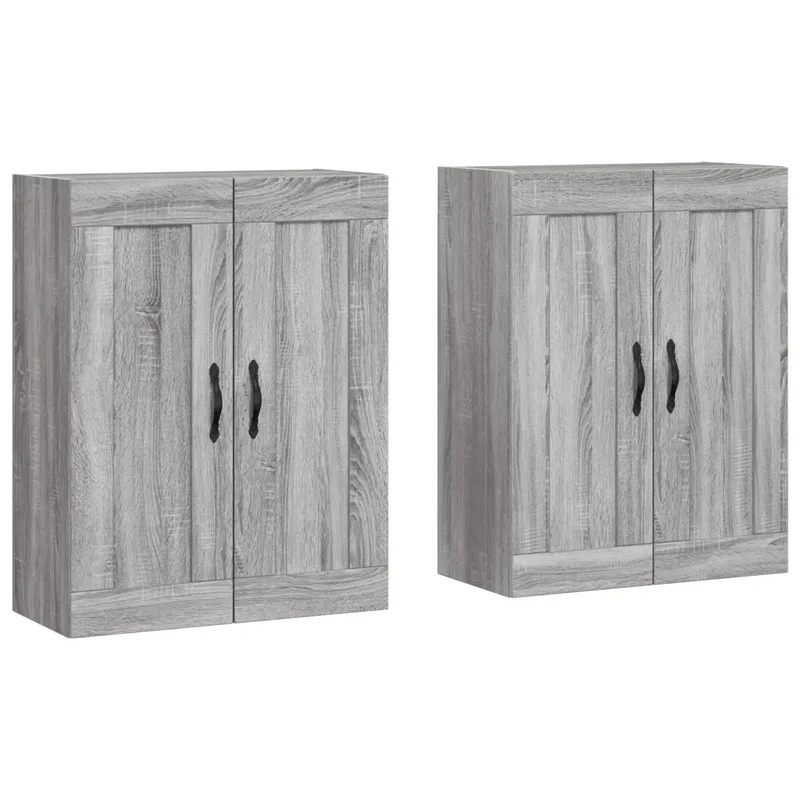 Lot de 2 armoires murales pratiques rangement 69,5 x 34 x 90 cm en bois d'ingénierie sonoma gris 02_0055474