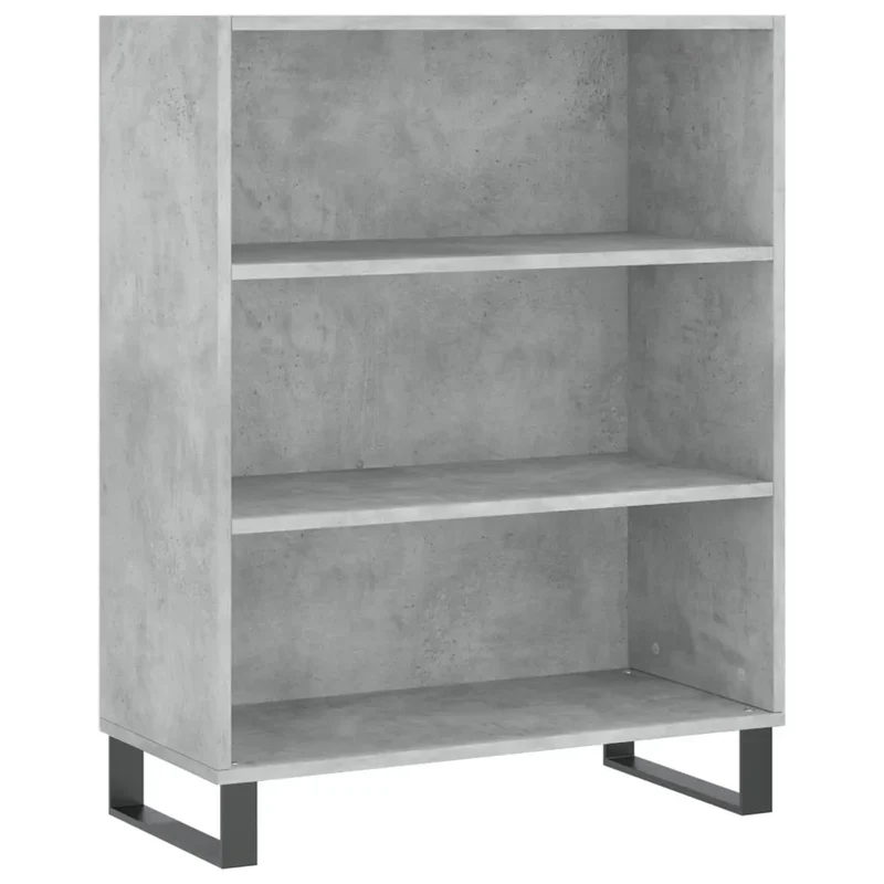 Armoire à étagères moderne ouverte rangement 69,5 x 32,5 x 90 cm en bois d'ingénierie gris béton 02_0048564