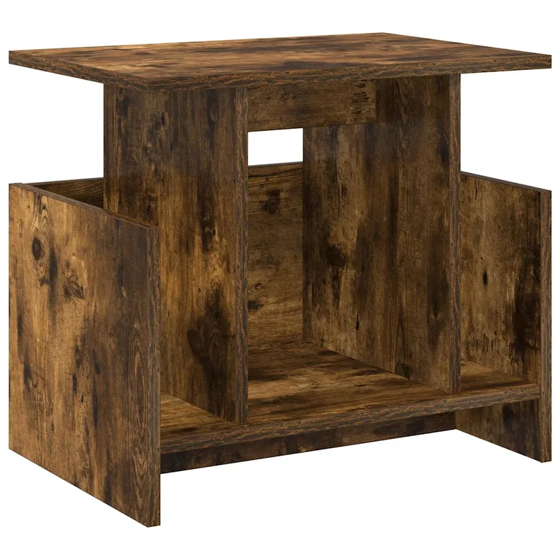Meuble TV rectangulaire moderne avec rangement optimisé 50 x 35 x 45 cm en bois d'ingénierie chêne fumé 02_0054723