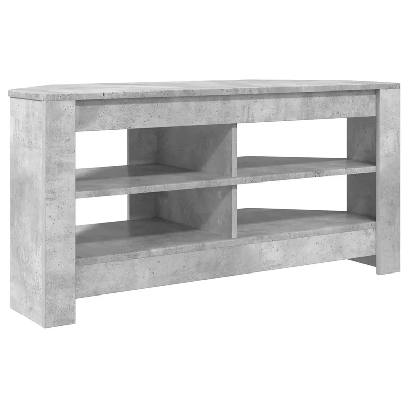 Meuble TV d'angle moderne rectangulaire 102 x 40,5 x 45 cm avec rangement pratique style contemporain en bois gris béton 02_0054683