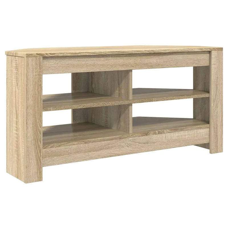 Meuble TV d'angle moderne rectangulaire 102 x 40,5 x 45 cm avec espaces de rangement multiples en bois d'ingénierie chêne sonoma 02_0054682