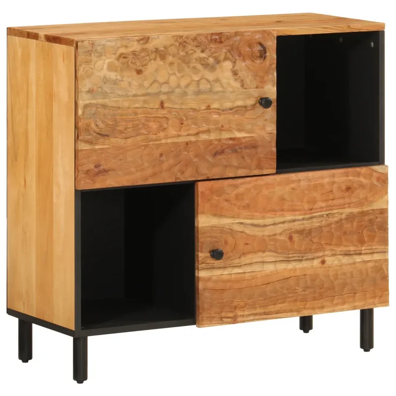 Armoire latérale 80 x 33 x 75 cm espace de rangement fonction d'affichage style intemporel en bois d'acacia naturel 02_0047195