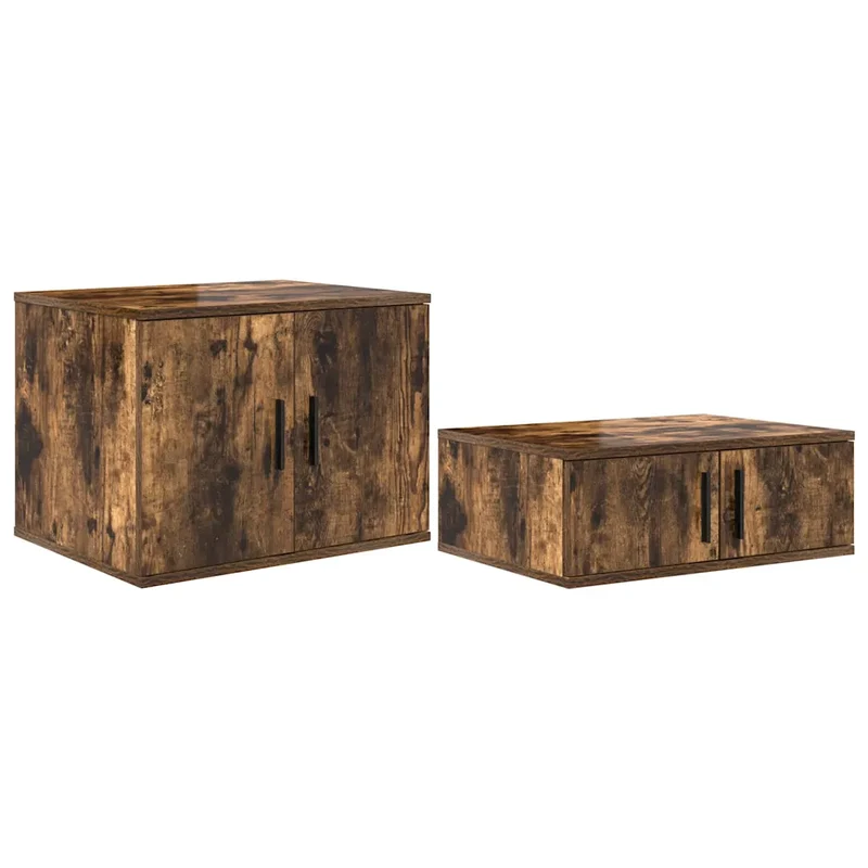 Armoire de rangement moderne avec 2 étagères salon 118 x 41 x 40 cm en bois d'ingénierie chêne fumé 02_0052114