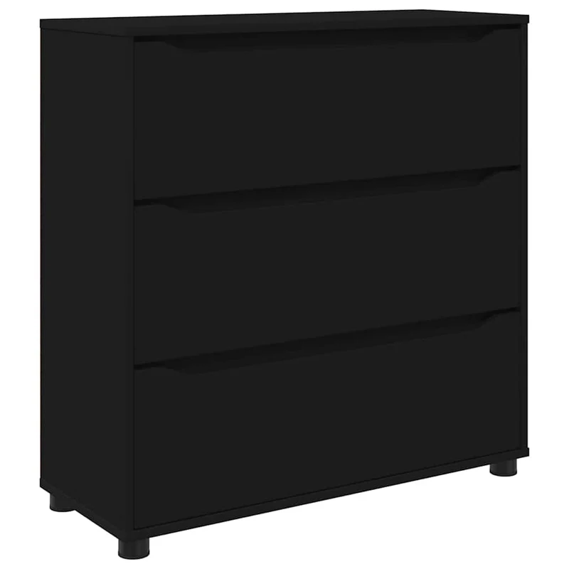 Armoire de rangement rectangulaire minimaliste pratique 80 x 31 x 81 cm en bois d'ingénierie noir 02_0054622