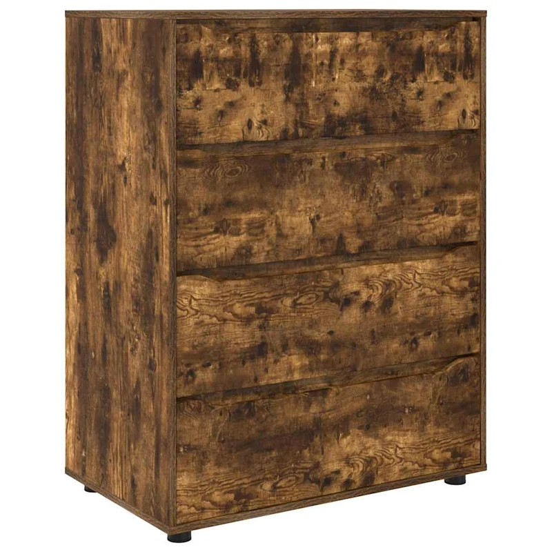 Lot de 2 armoires de rangement rectangulaires pratiques 80 x 48 x 105 cm style minimaliste en bois d'ingénierie chêne fumé 02_0056181