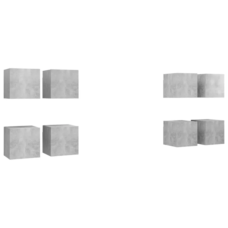 Lot de 8 meubles TV muraux design tendance pratique 30,5 x 30 x 30 cm en bois d'ingénierie gris béton 02_0055107