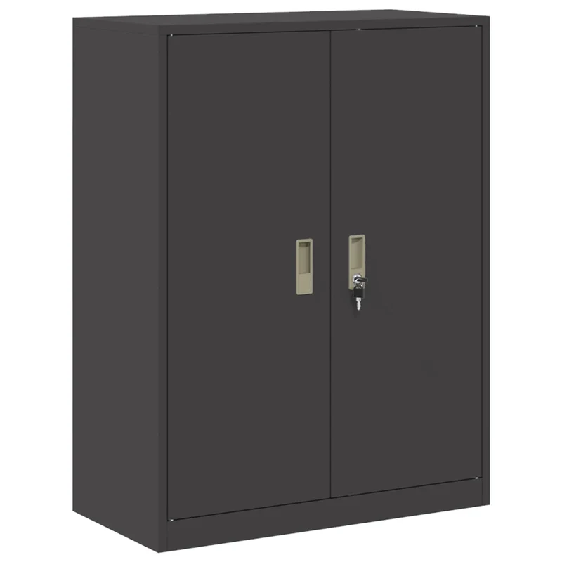 Armoire de rangement moderne intérieure 80 x 40 x 105 cm grande capacité sécurisée design industriel en acier noir 02_0054839