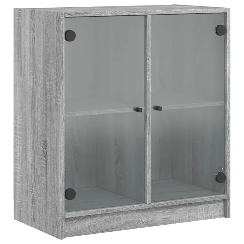 Armoire latérale de rangement grande avec portes vitrées 68 x 37 x 75 cm en bois d'ingénierie sonoma gris 02_0049325