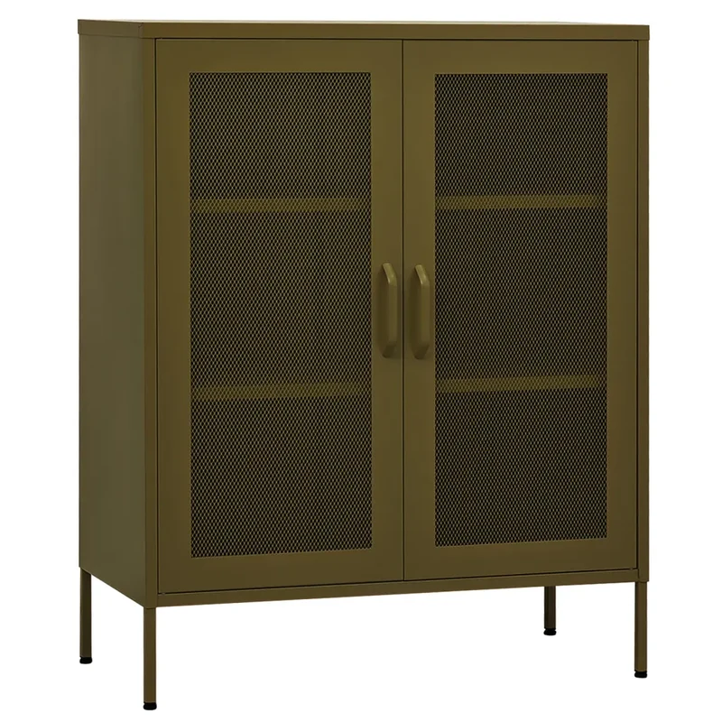 Armoire de rangement pratique design contemporain réglable 80 x 35 x 101 cm en acier vert olive 02_0046862