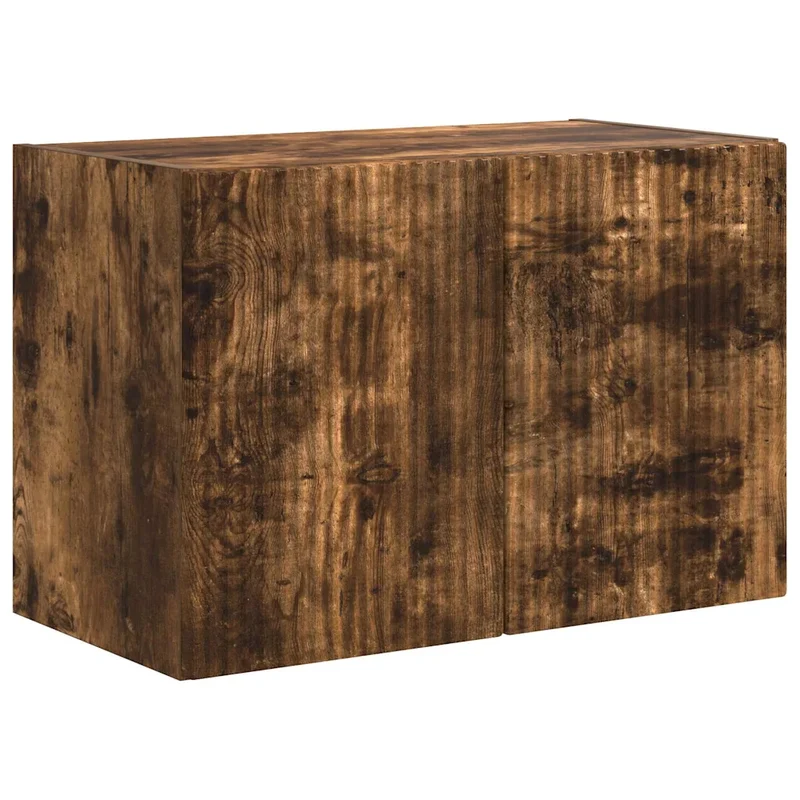 Meuble TV mural rectangulaire moderne rangement pratique 59,5 x 31 x 40 cm en bois d'ingénierie chêne fumé 02_0055013